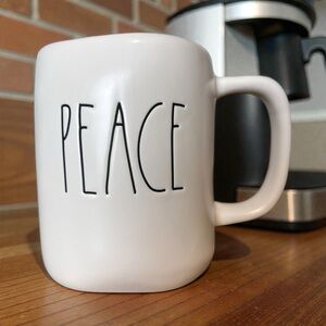 🚨 SALE - Rae Dunn “PEACE” cream coffee mug, Collectible Rustic Fun